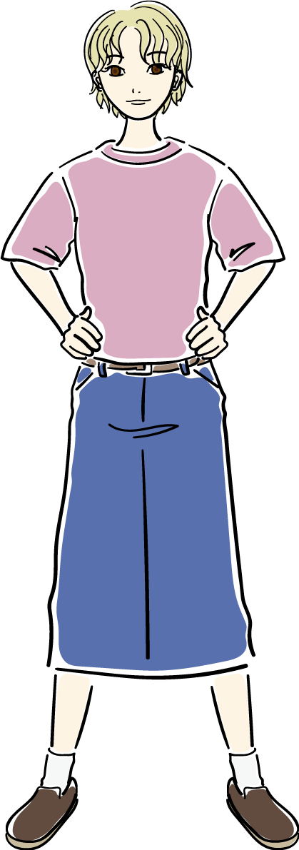 全身_仁王立ち おしゃれ女性イラスト無料 フリー88069に写真・文字を入れる