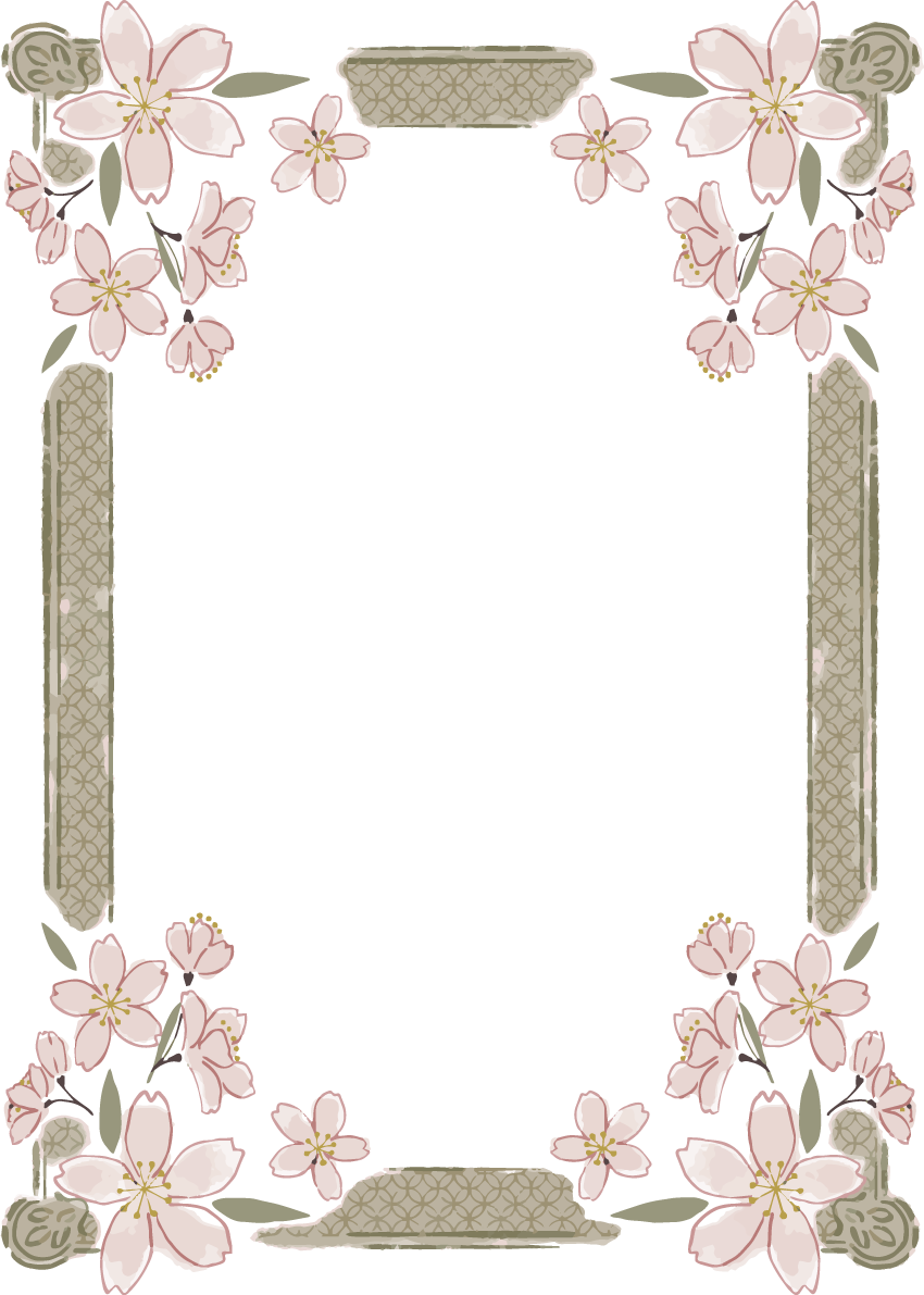 和風レトロな桜枠フレームイラスト 縦長方形 無料 フリー88151に写真・文字を入れる