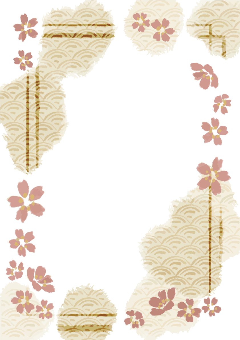 和風桜と和柄の縦長枠フレーム背景イラスト 縦長方形 無料 フリー88153に写真・文字を入れる
