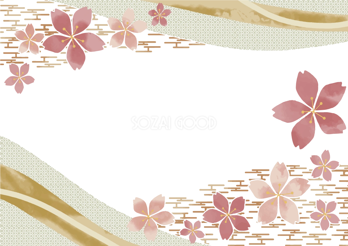 和風柄桜の花フレーム背景イラスト無料 フリー88165