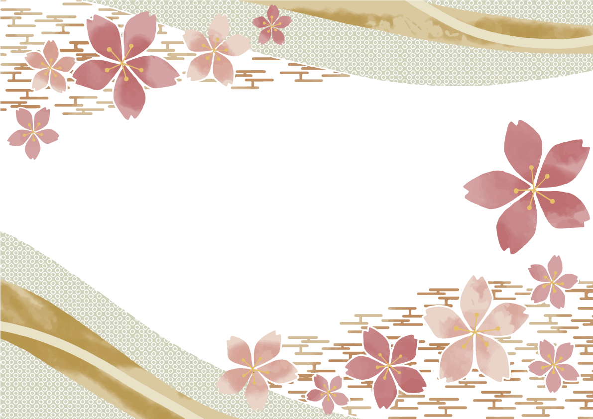和風柄桜の花フレーム背景イラスト無料 フリー88165に写真・文字を入れる