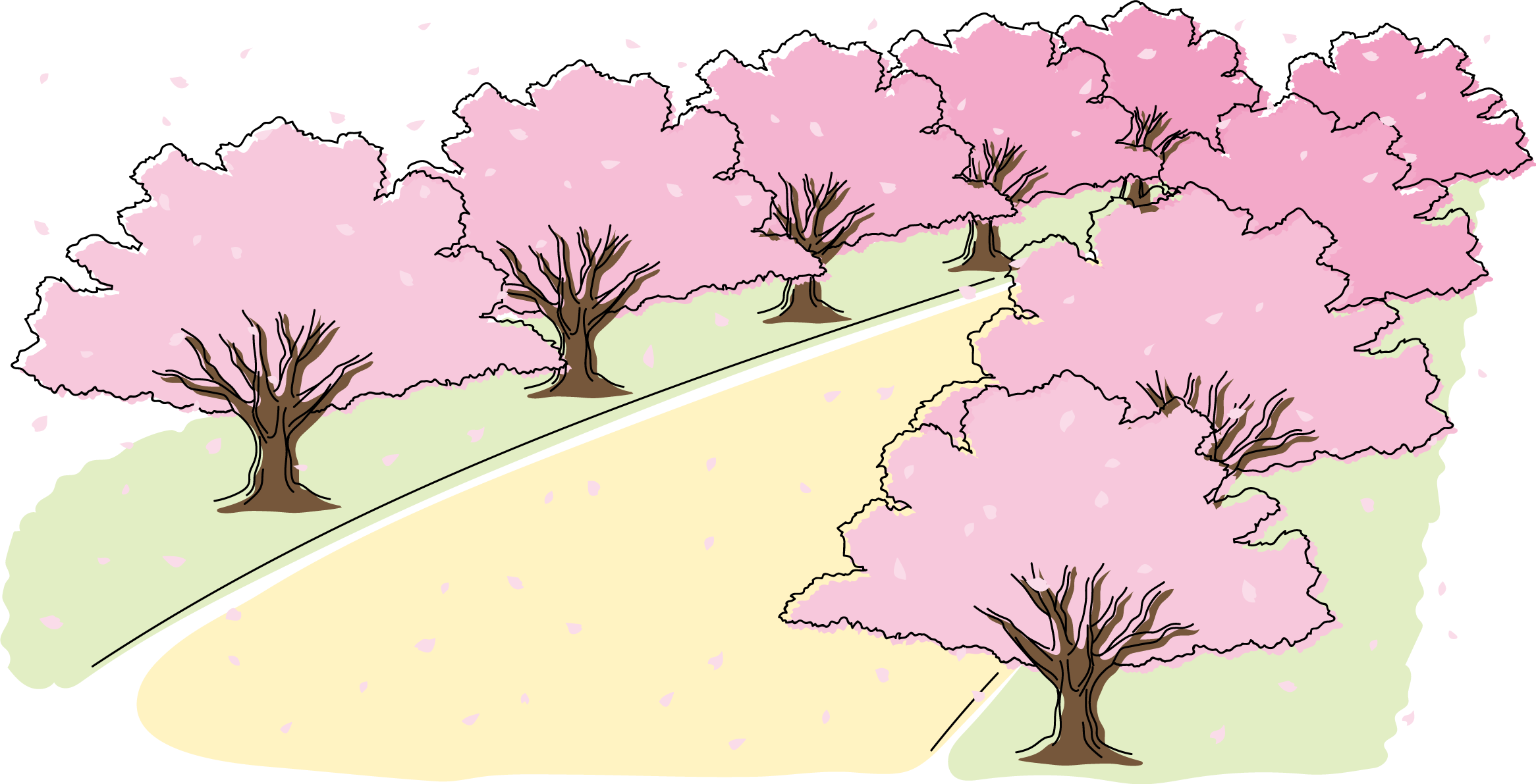 桜並木イラスト無料 フリー88175に写真・文字を入れる
