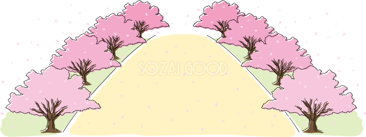 桜並木イラスト無料 フリー88176