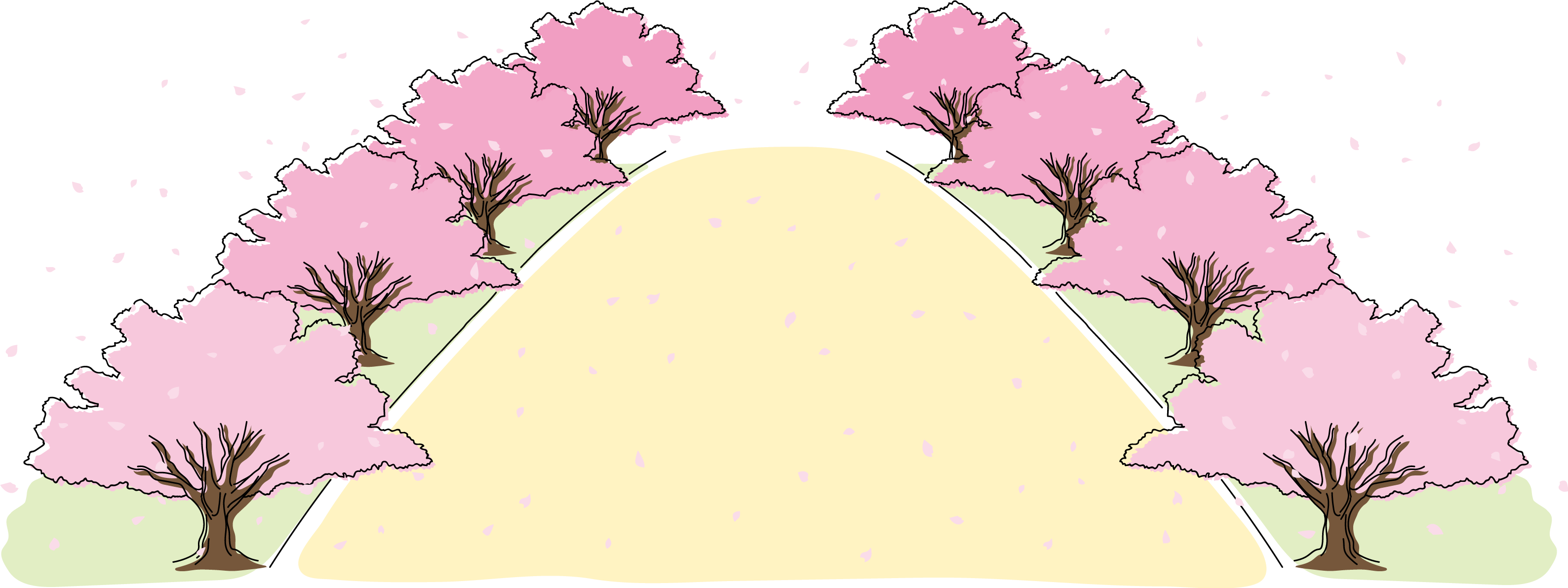 桜並木イラスト無料 フリー88176に写真・文字を入れる