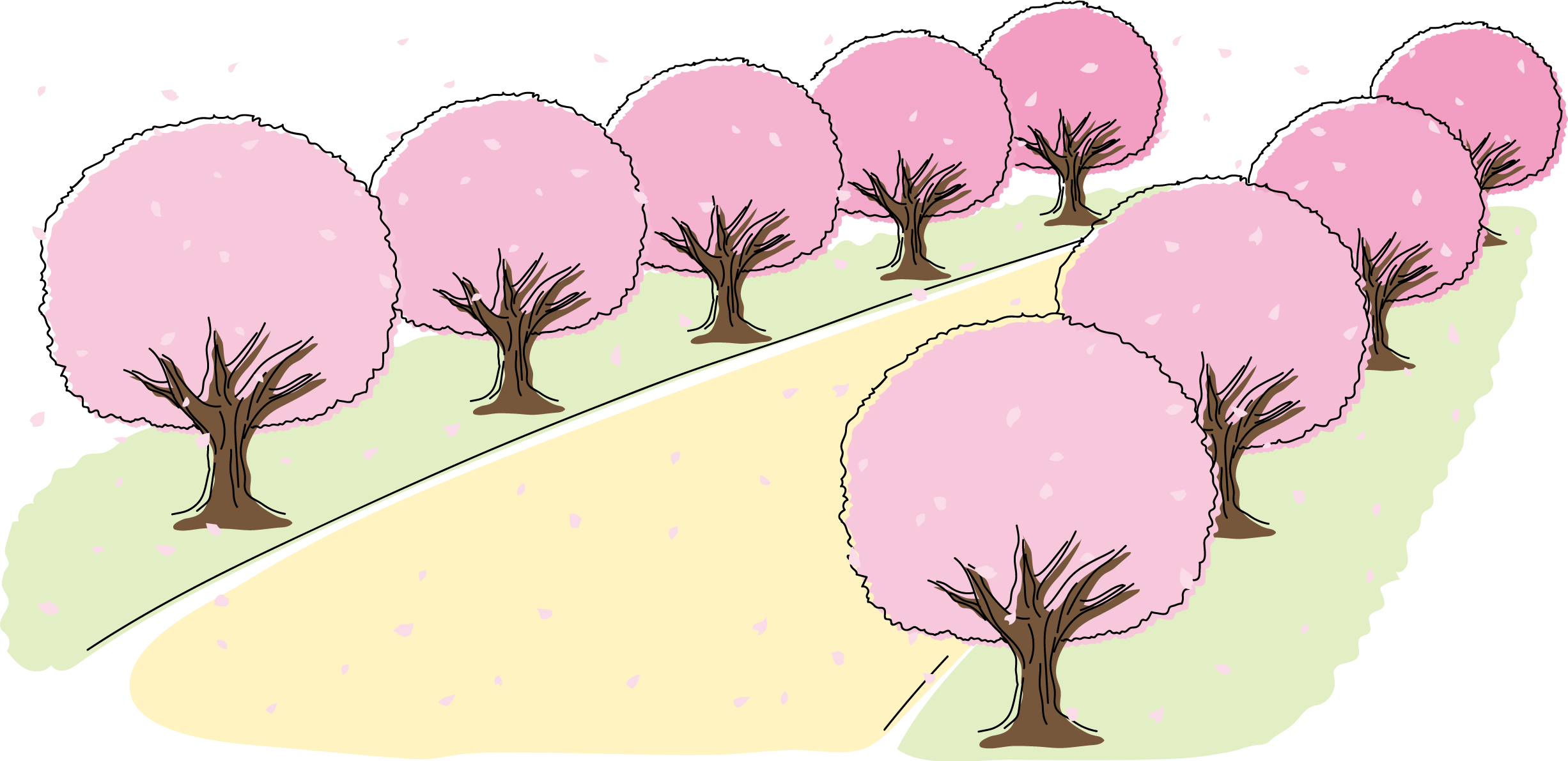 かわいい桜並木イラスト無料 フリー88178に写真・文字を入れる