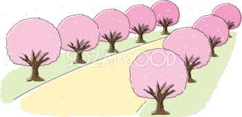 かわいい桜並木イラスト無料 フリー88178