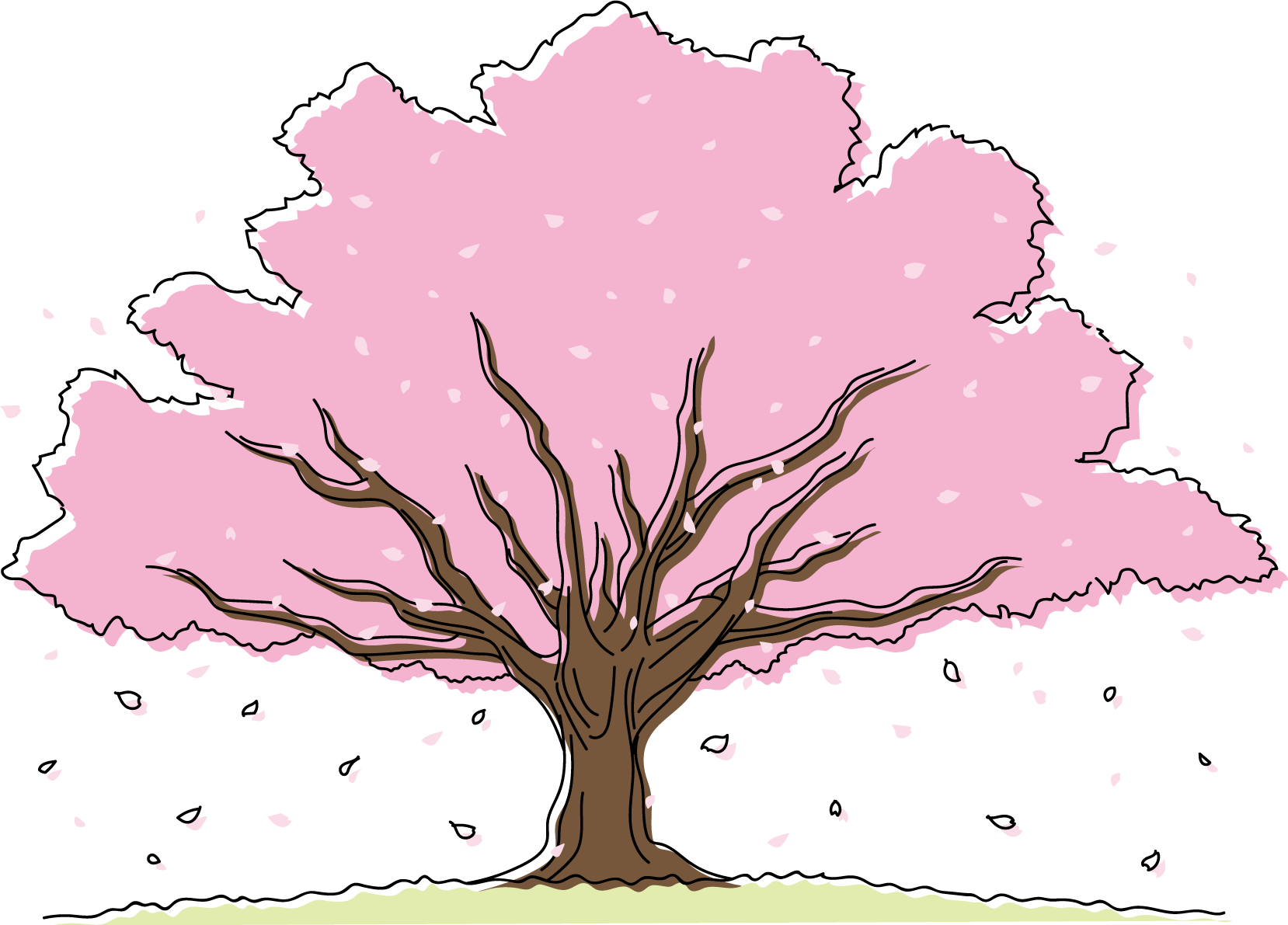 桜の大きな木と花びらイラスト無料 フリー88188に写真・文字を入れる