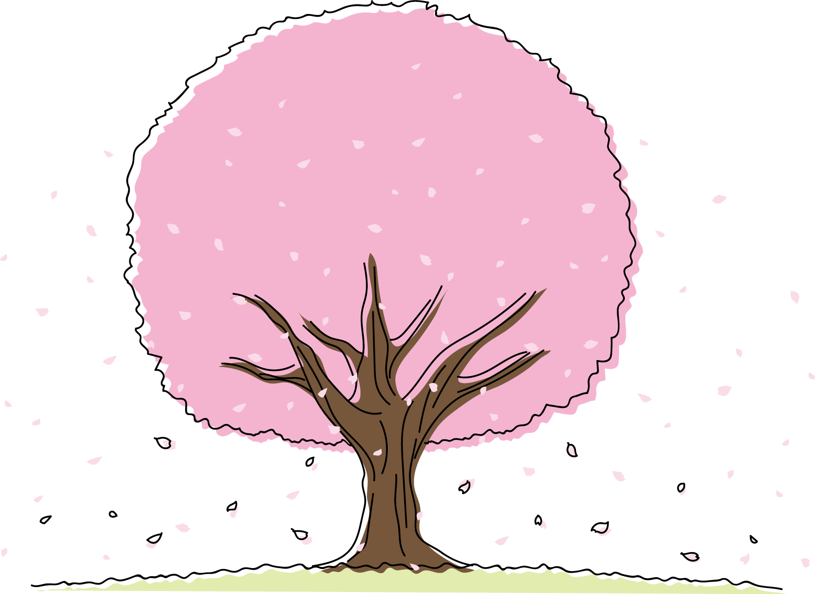 桜の木と花びらイラスト無料 フリー88190に写真・文字を入れる