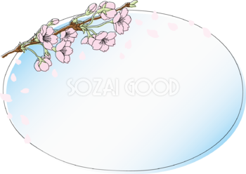 桜と花びらの楕円フレーム枠イラスト無料 フリー88201