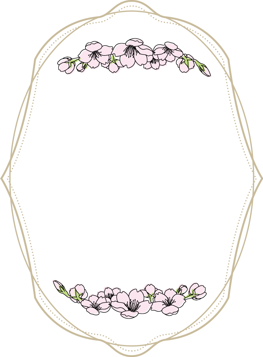 おしゃれ桜の縦長方形フレーム枠イラスト無料 フリー88202に写真・文字を入れる