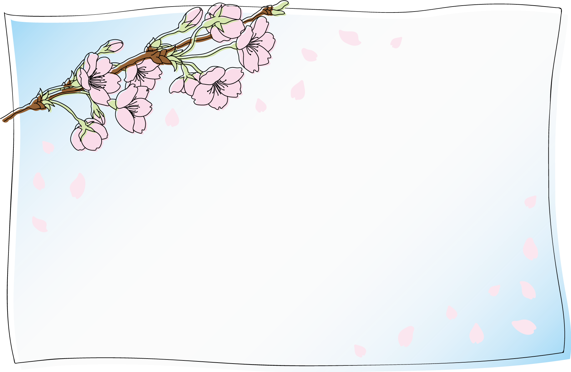 桜の枝フレーム枠イラスト無料 フリー88207に写真・文字を入れる