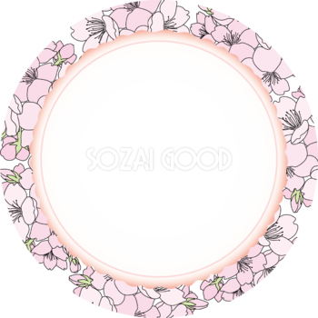 桜の花 丸円フレーム枠イラスト無料 フリー88217