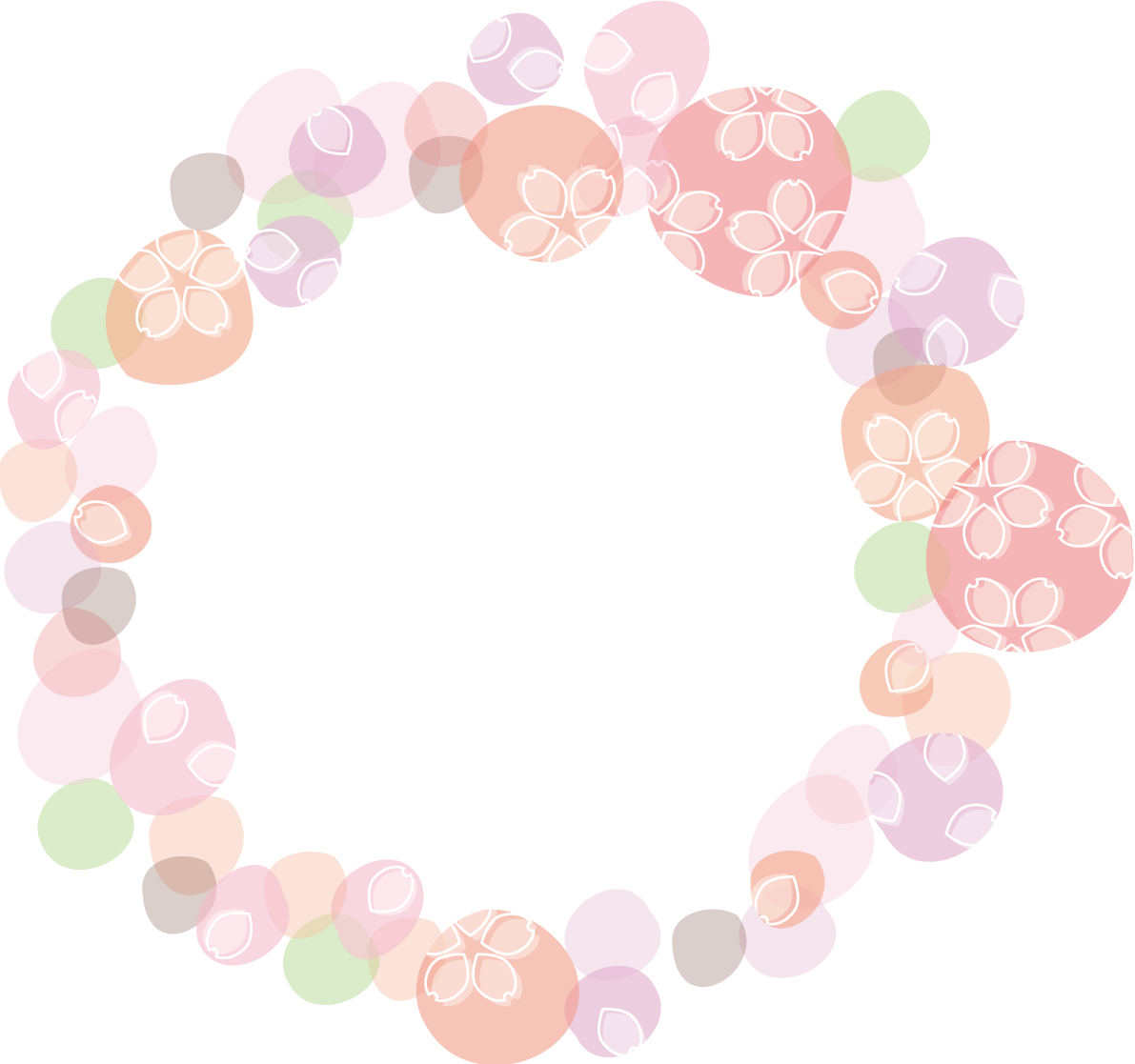 かわいい桜フレーム枠（丸円）イラスト無料 フリー88227に写真・文字を入れる