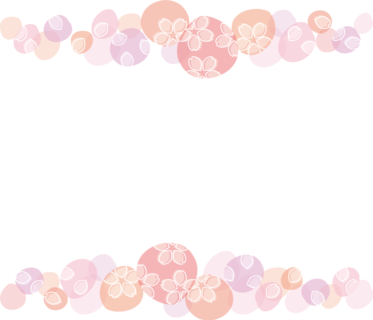 かわいい桜フレーム枠（上下）イラスト無料 フリー88228に写真・文字を入れる