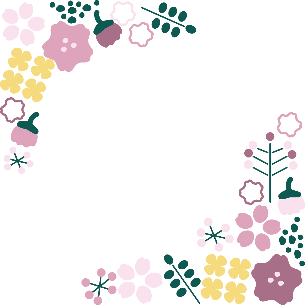 両角フレーム枠_おしゃれかわいい桜イラスト無料 フリー88256に写真・文字を入れる