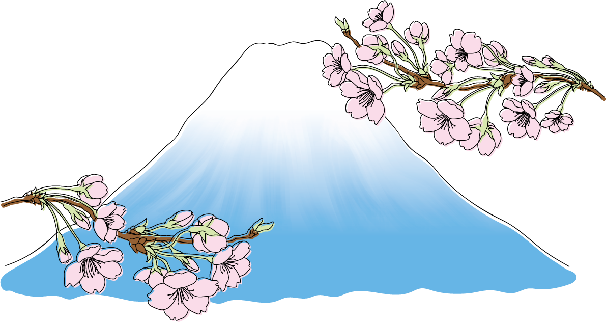 富士山と桜の枝イラスト無料 フリー88337に写真・文字を入れる