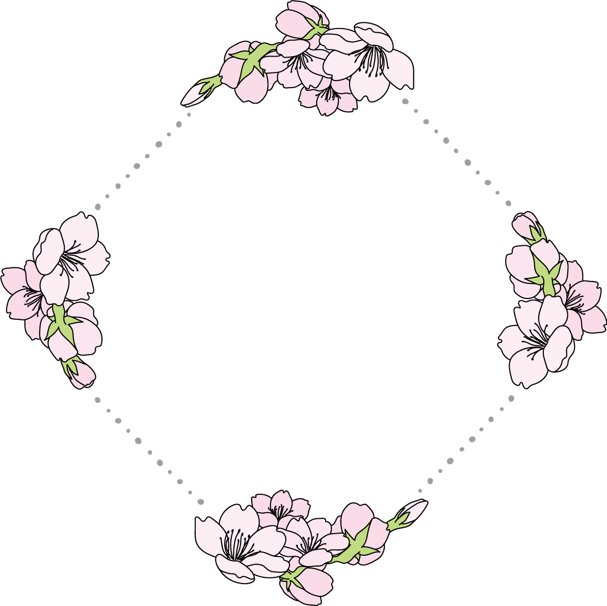 ひし形 角に桜 フレーム枠イラスト無料 フリー88345に写真・文字を入れる