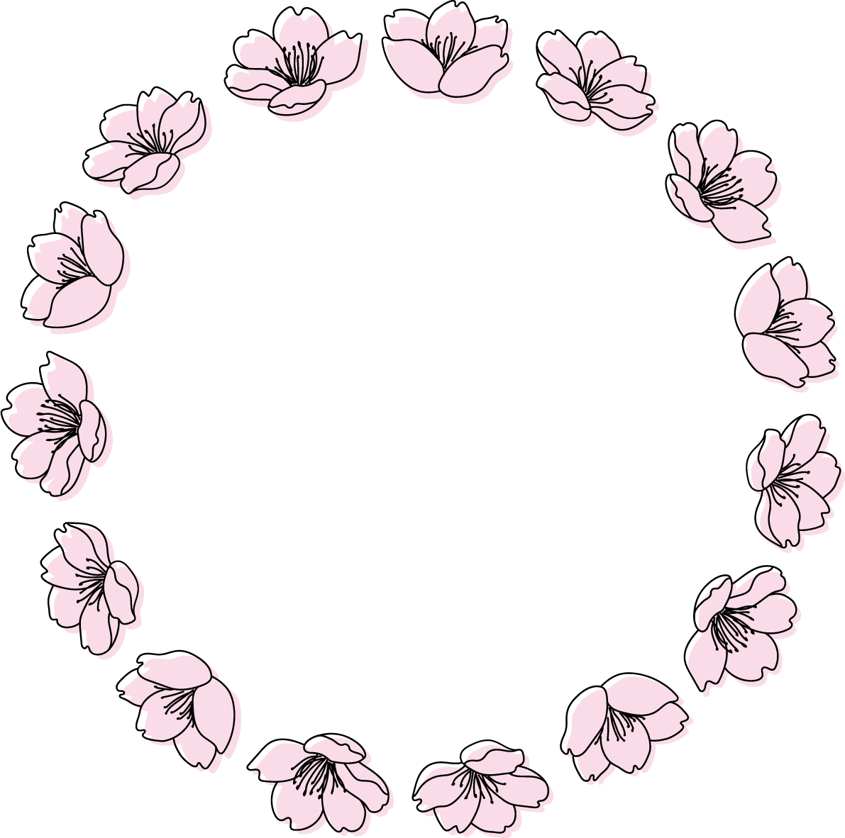 丸円 桜 フレーム枠イラスト無料 フリー88347に写真・文字を入れる