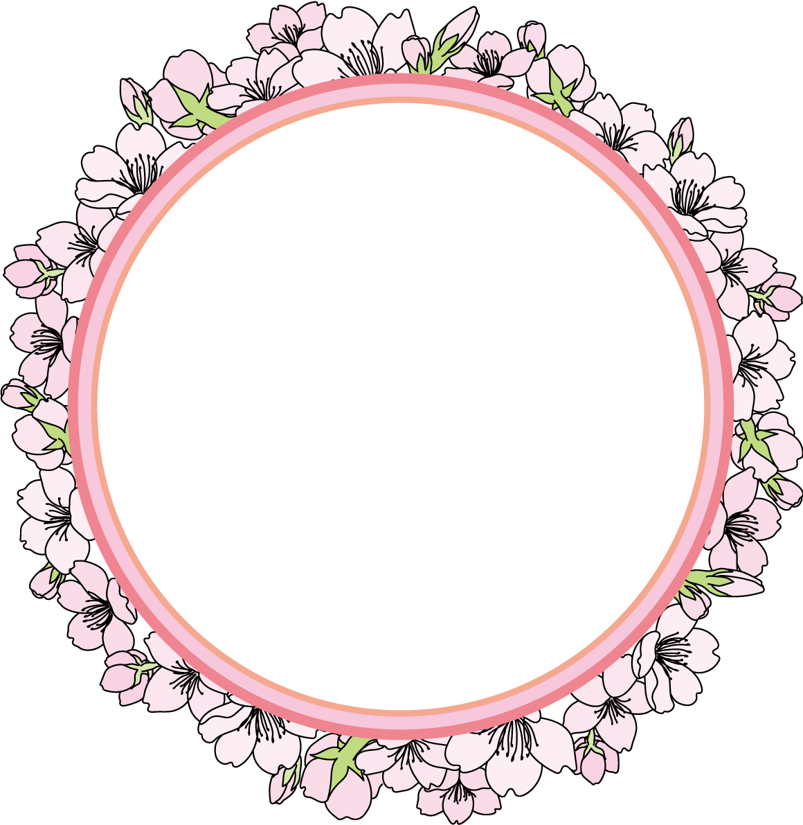 丸円の桜 フレーム枠イラスト無料 フリー88348に写真・文字を入れる