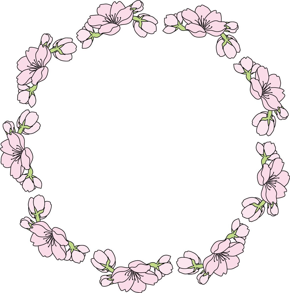 丸円の桜フレーム枠イラスト無料 フリー88349に写真・文字を入れる