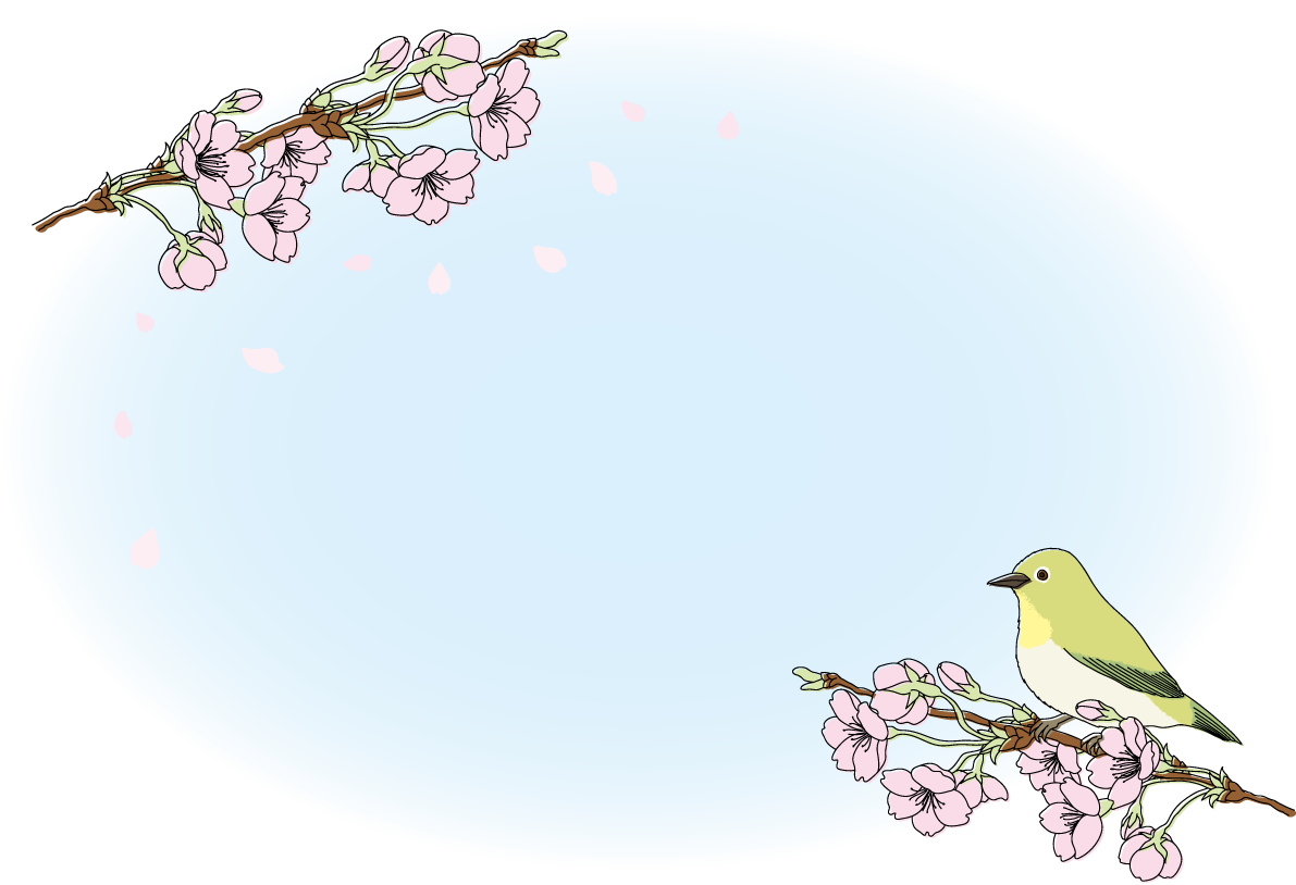 桜の枝 鳥(うぐいす)フレームイラスト無料 フリー88351に写真・文字を入れる