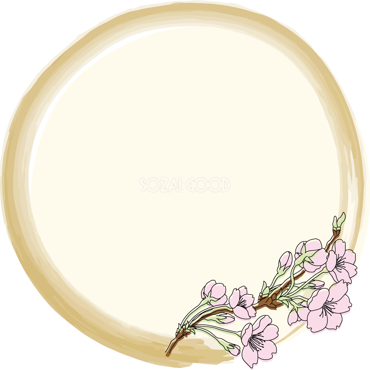 和風丸円 桜フレーム枠イラスト無料 フリー88364
