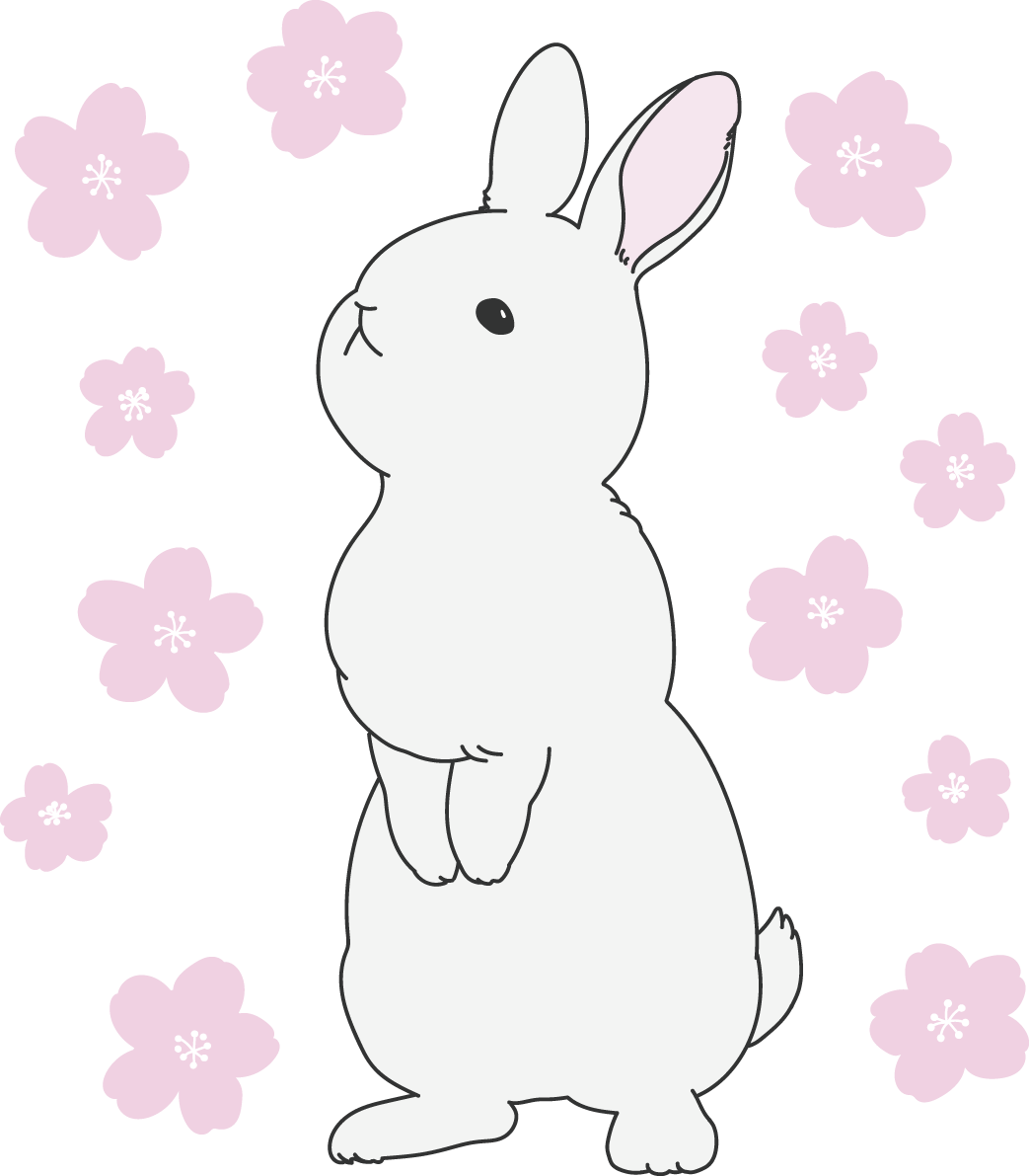 かわいい うさぎと桜の花イラスト無料 フリー88368に写真・文字を入れる