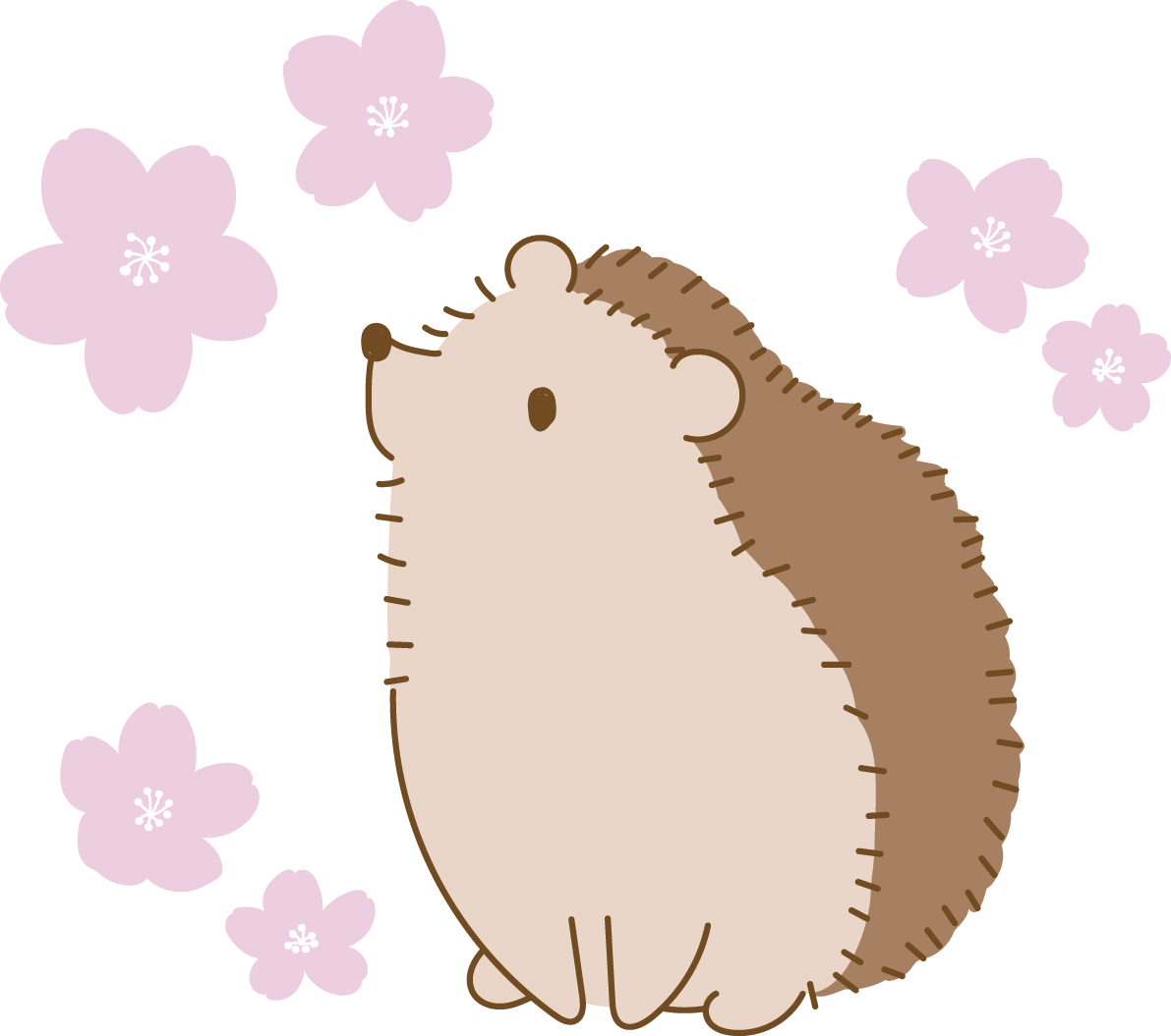 かわいいハリネズミと桜の花イラスト無料 フリー88376に写真・文字を入れる