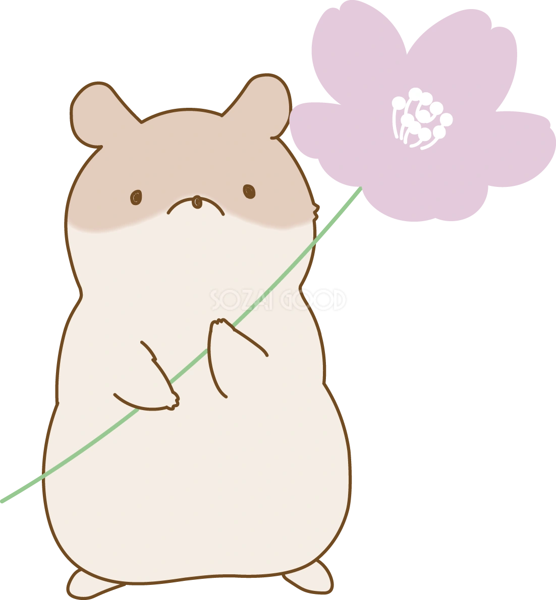 桜の花を持つかわいいハムスターイラスト無料 フリー88389