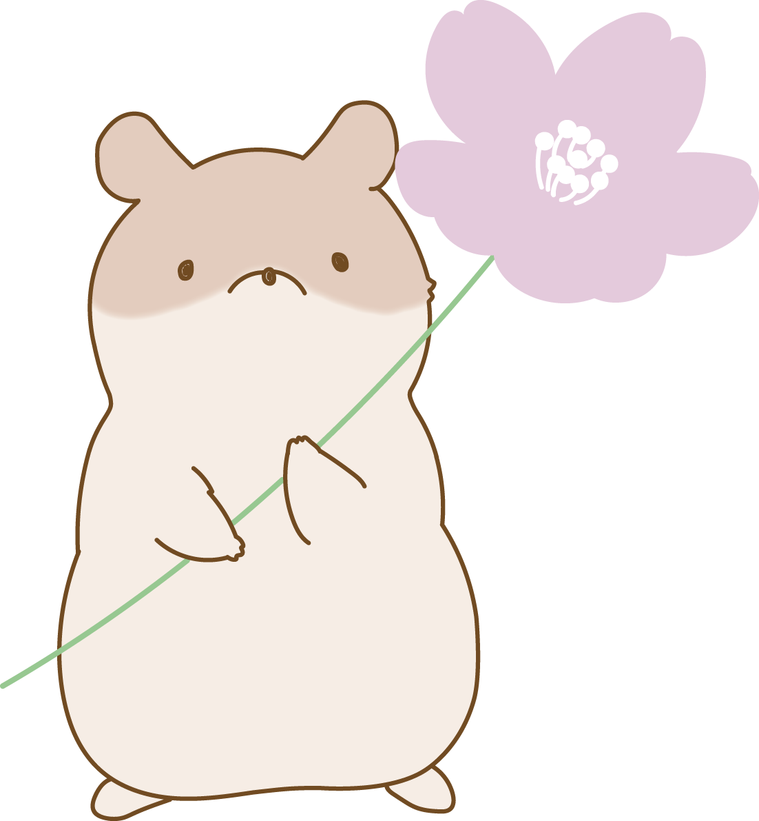 桜の花を持つかわいいハムスターイラスト無料 フリー88389に写真・文字を入れる