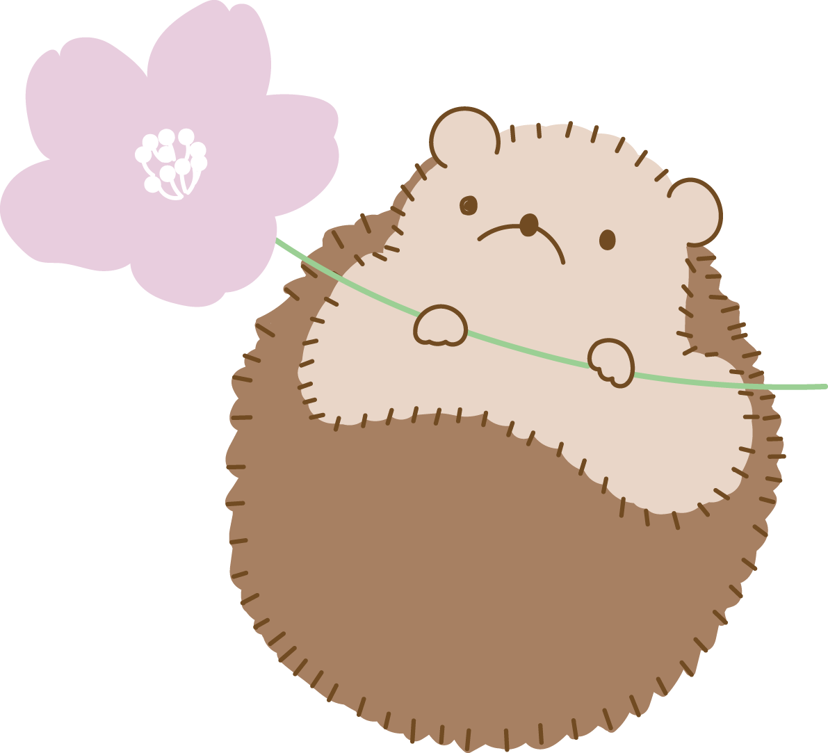 桜の花を持つかわいいハリネズミイラスト無料 フリー88390に写真・文字を入れる