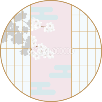和風丸円窓ソメイヨシノの丸フレーム枠 桜イラスト無料 フリー88414