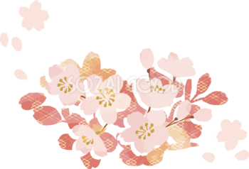 おしゃれ桜和風(和柄) シルエット桜イラスト無料 フリー88419