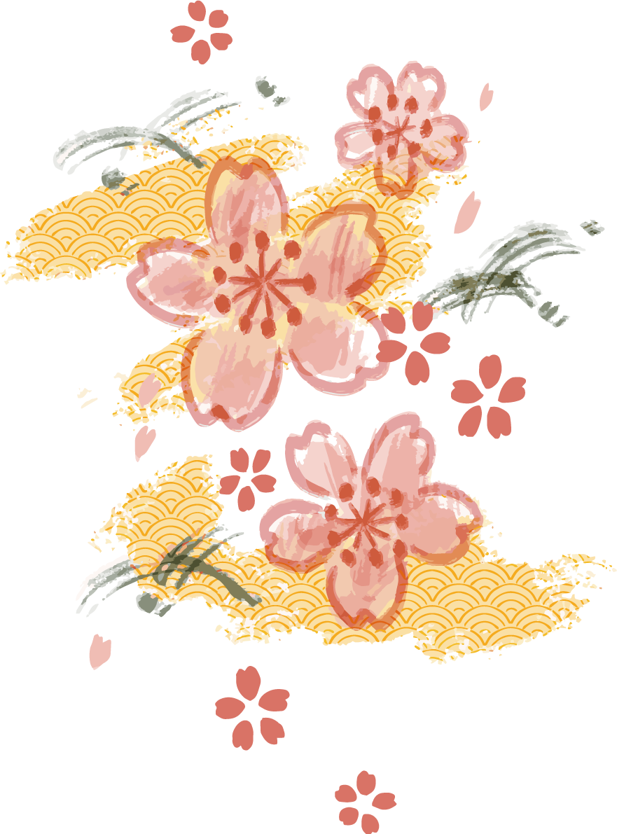 かわいい 和風 筆タッチ手描き桜イラスト無料 フリー88421に写真・文字を入れる