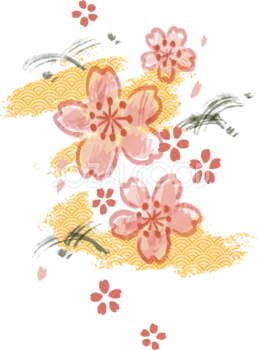 かわいい 和風 筆タッチ手描き桜イラスト無料 フリー88421