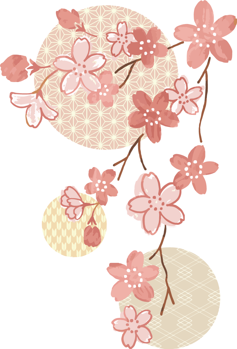 かわいい桜とドット和風(和柄) イラスト無料 フリー88424に写真・文字を入れる