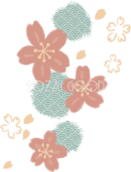 かわいい桜とふんわりドット和柄イラスト無料 フリー88426