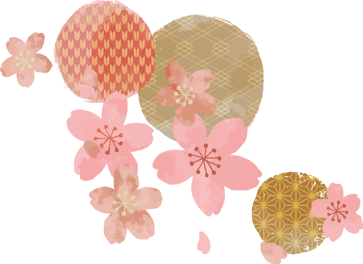 かわいい和風手描きドットと桜イラスト無料 フリー88431に写真・文字を入れる