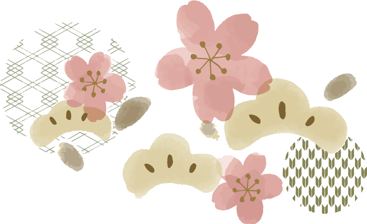 ふんわりかわいい桜と松文様と和風(和柄) イラスト無料 フリー88434に写真・文字を入れる