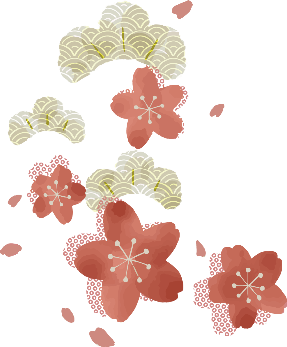 和風 かわいい桜と松文様イラスト無料 フリー88451に写真・文字を入れる