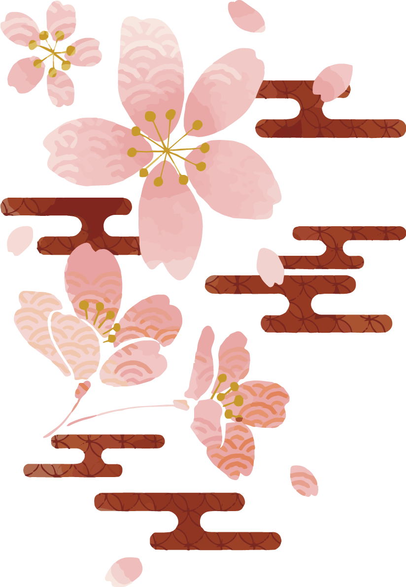 和風 華やか桜と花びらイラスト無料 フリー88454に写真・文字を入れる