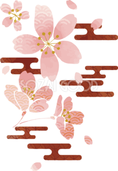和風 華やか桜と花びらイラスト無料 フリー88454