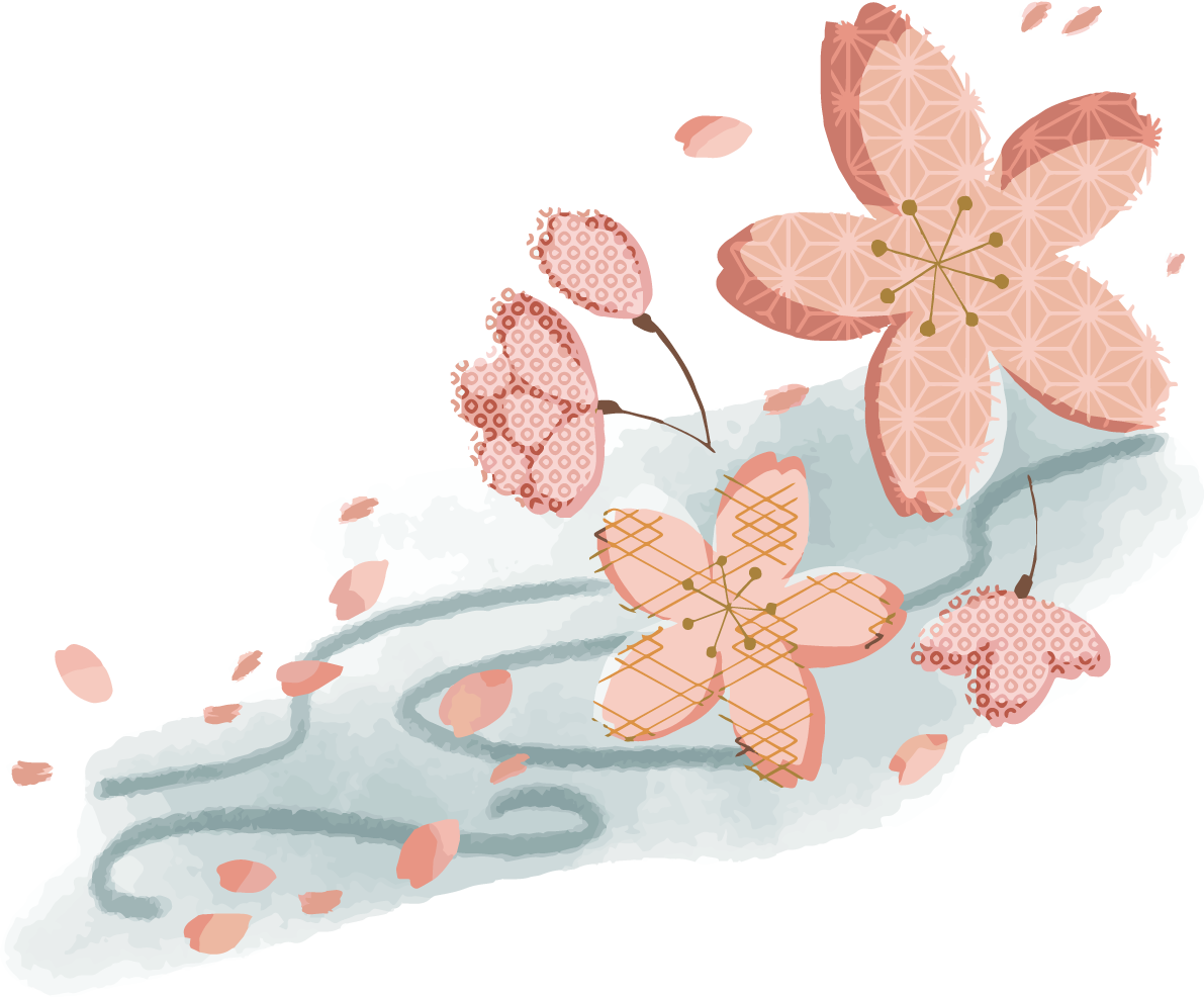 和風 舞い散る桜の花びらイラスト無料 フリー88455に写真・文字を入れる