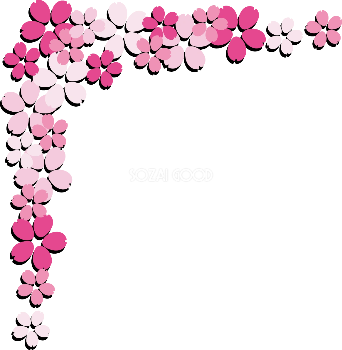 角コーナー用桜模様影あり イラスト無料 フリー88484 | 素材Good