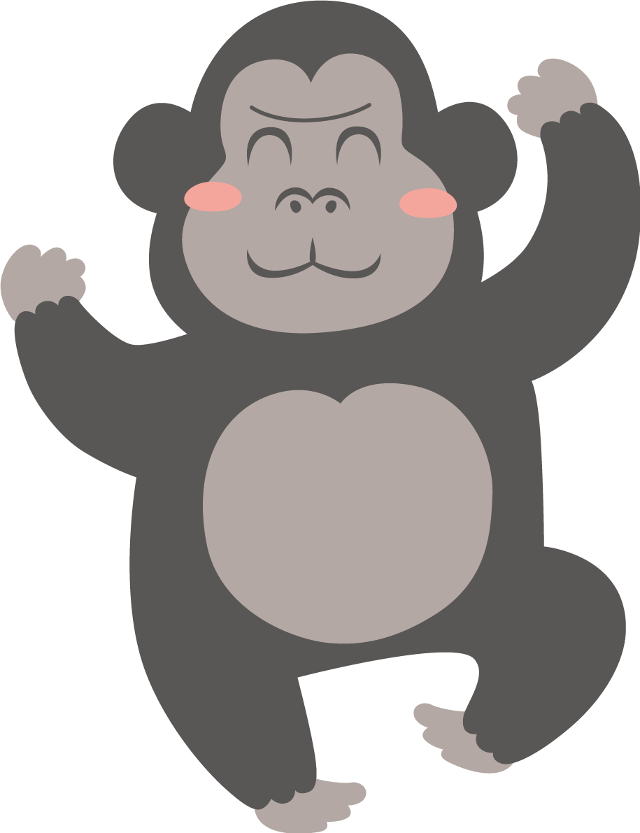動物 ゴリラ 笑顔イラスト無料 フリー88511に写真・文字を入れる
