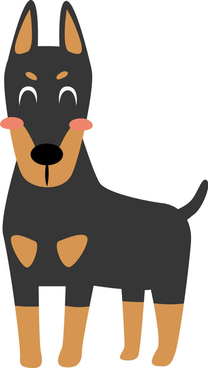 動物 犬 ドーベルマン 笑顔イラスト無料 フリー88514に写真・文字を入れる