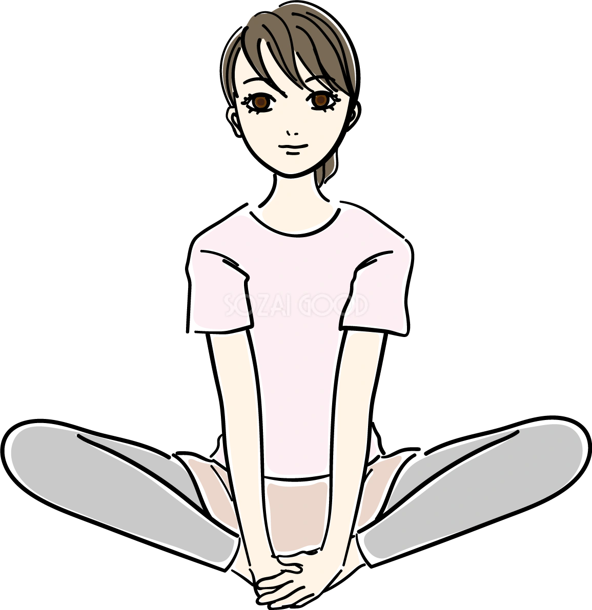 股関節_ストレッチイラスト 女性 人物 無料 フリー88582
