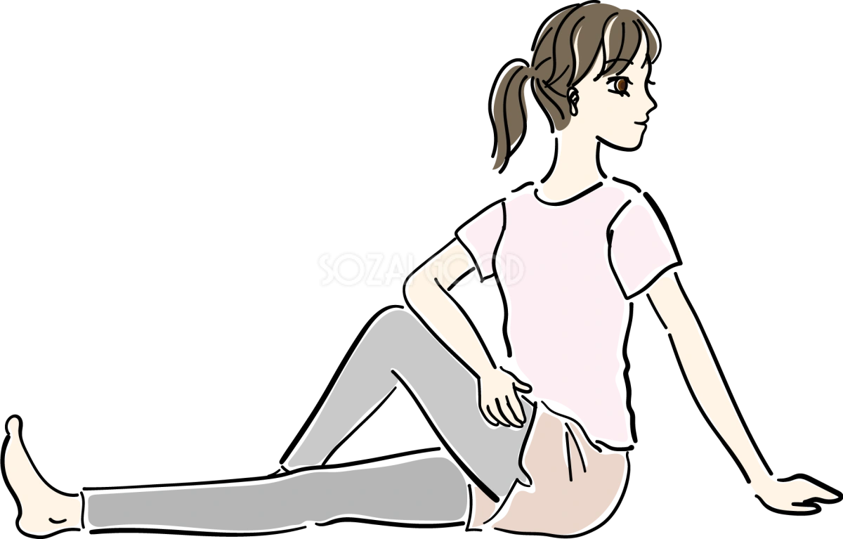 腰_ストレッチイラスト 女性 人物 無料 フリー88583