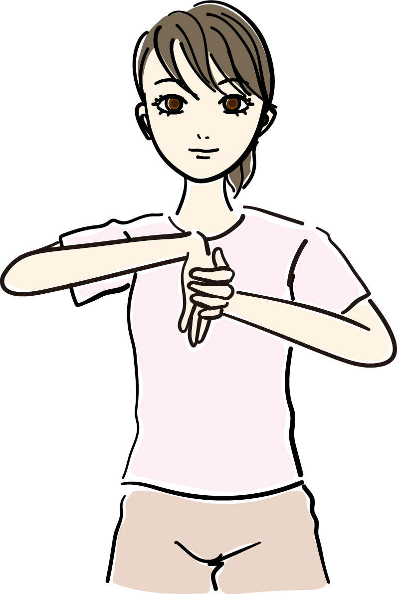 上肢_ストレッチイラスト 女性 人物 無料 フリー88588に写真・文字を入れる