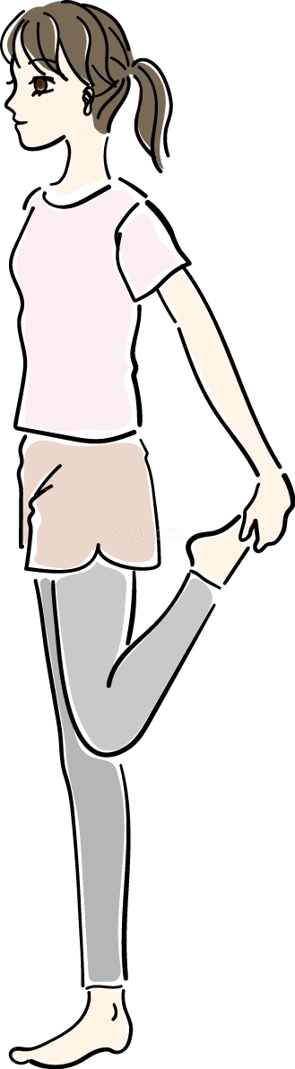 太もも_ストレッチイラスト 女性 人物 無料 フリー88593